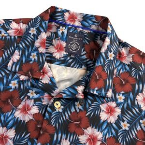 CONSTRUCT Men's XXL Slim Fit Hawaiian Shirt Floral Print Short Sleeve Button‎ Up